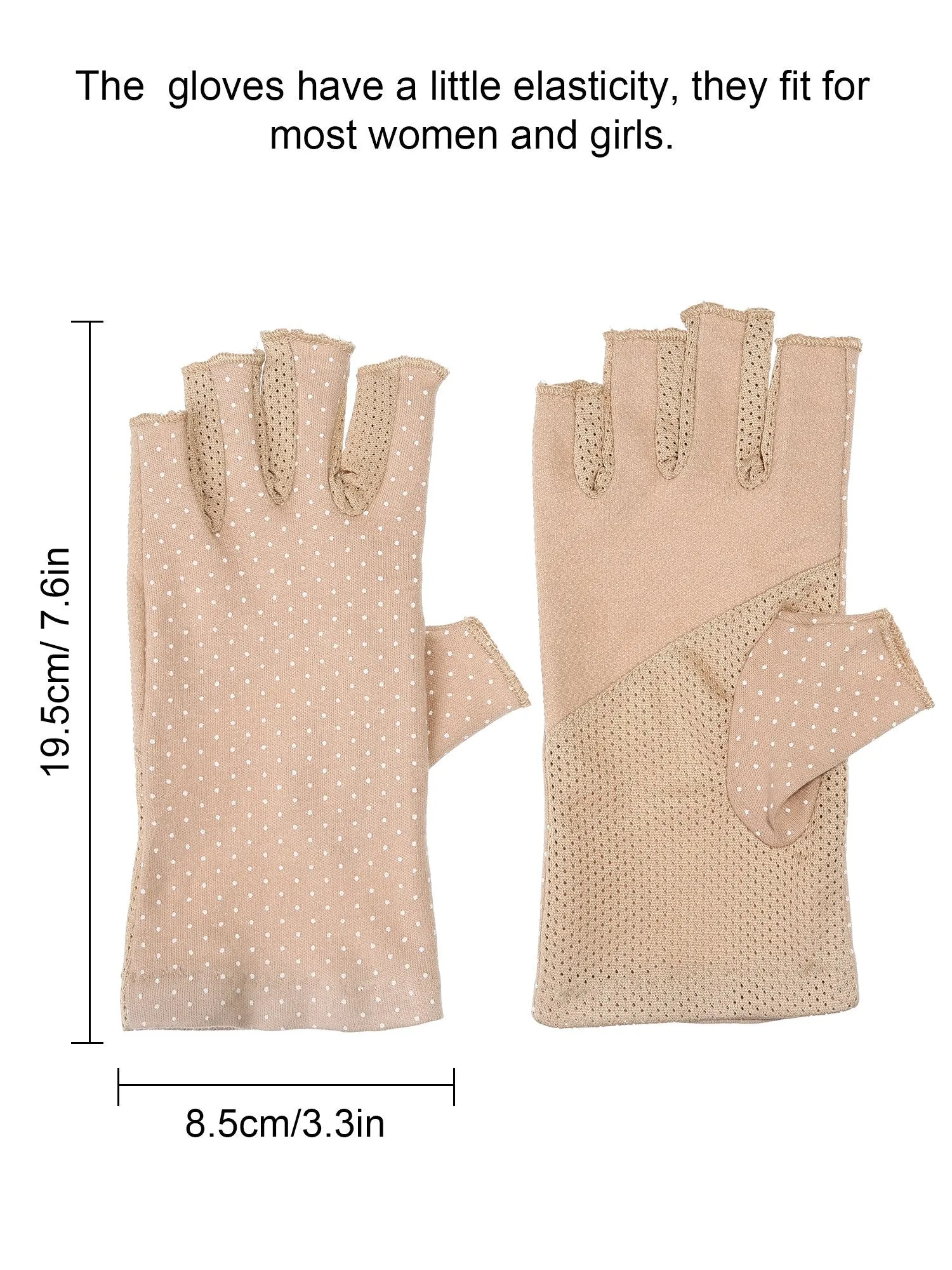 2 Pairs Sunblock Fingerless Gloves Non-slip UV Protection Driving Gloves Summer Outdoor Gloves for Women and Girls Black and Khaki