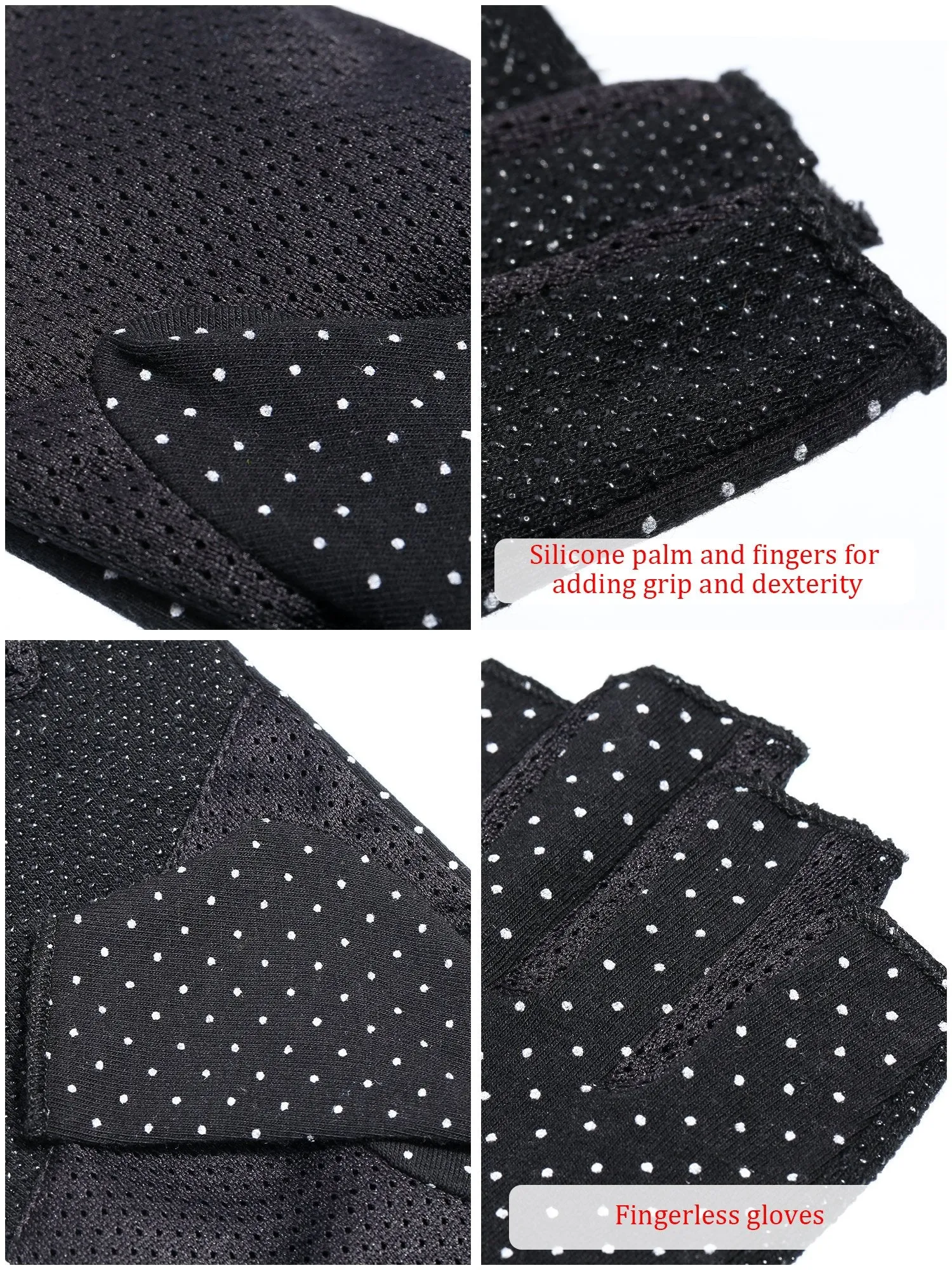 2 Pairs Sunblock Fingerless Gloves Non-slip UV Protection Driving Gloves Summer Outdoor Gloves for Women and Girls Black and Khaki