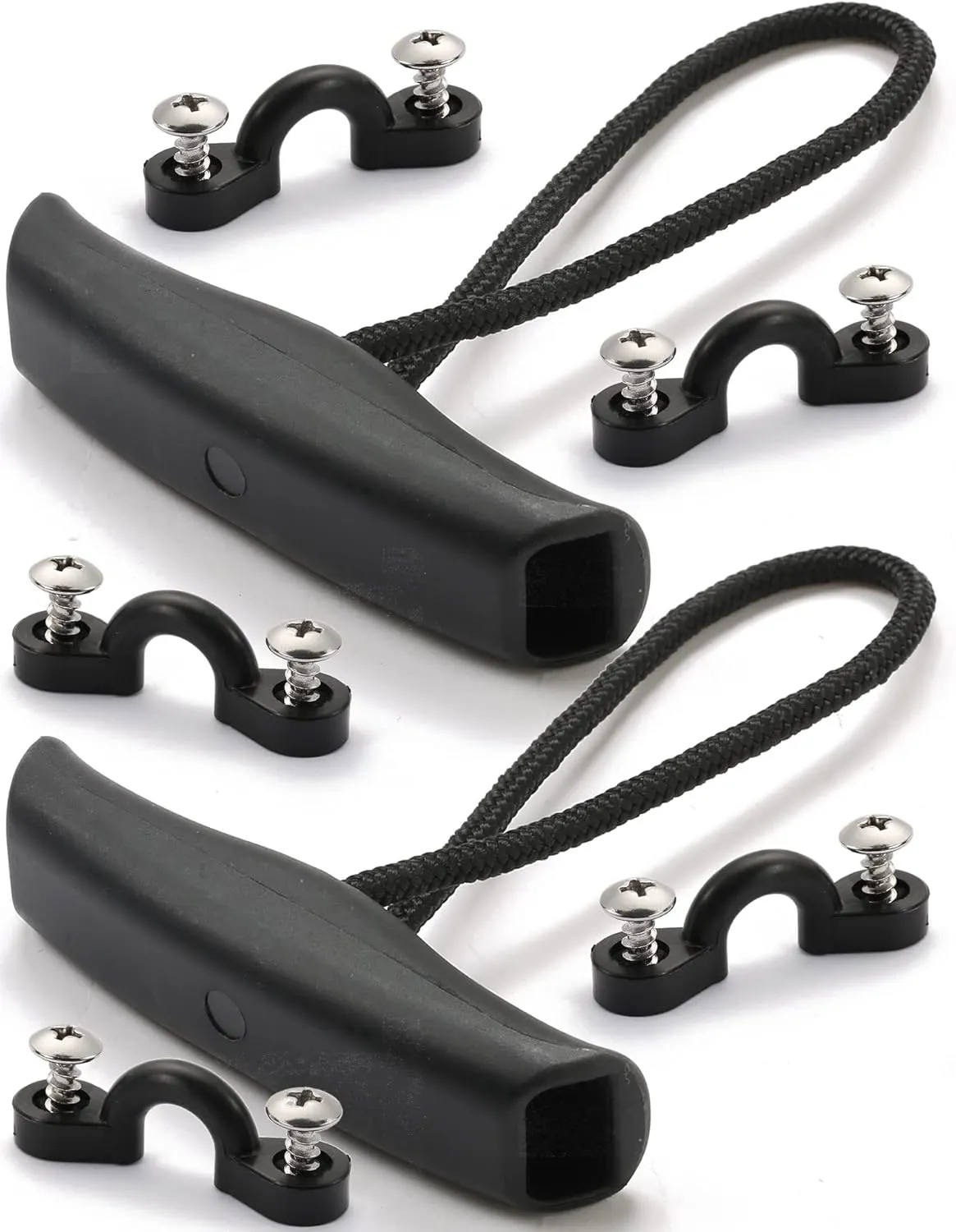 2 PCS Kayak Canoe Carry Handle Pull Handle T-Handle with Cord and 5PCS Pad Eyes - 10 PCS Screws Replacement Hardware Parts Kit
