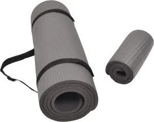 All Purpose 1/2-Inch Extra Thick High Density Anti-Tear Exercise Yoga Mat and Knee Pad with Carrying Strap, Multiple Colors