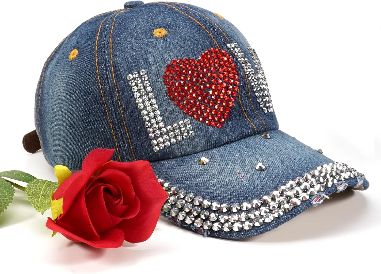American Flag Hats Love Breast Cancer Adjustable Rhinestone Baseball Cap USA Patriotic Embroidered Baseball Trucker Hat