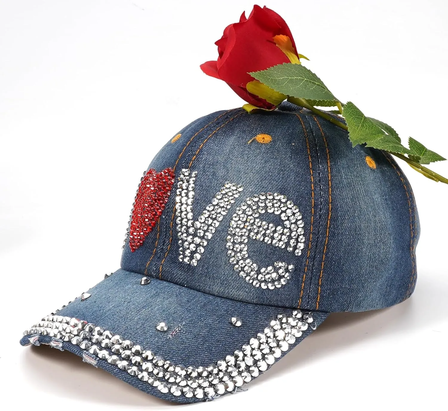 American Flag Hats Love Breast Cancer Adjustable Rhinestone Baseball Cap USA Patriotic Embroidered Baseball Trucker Hat