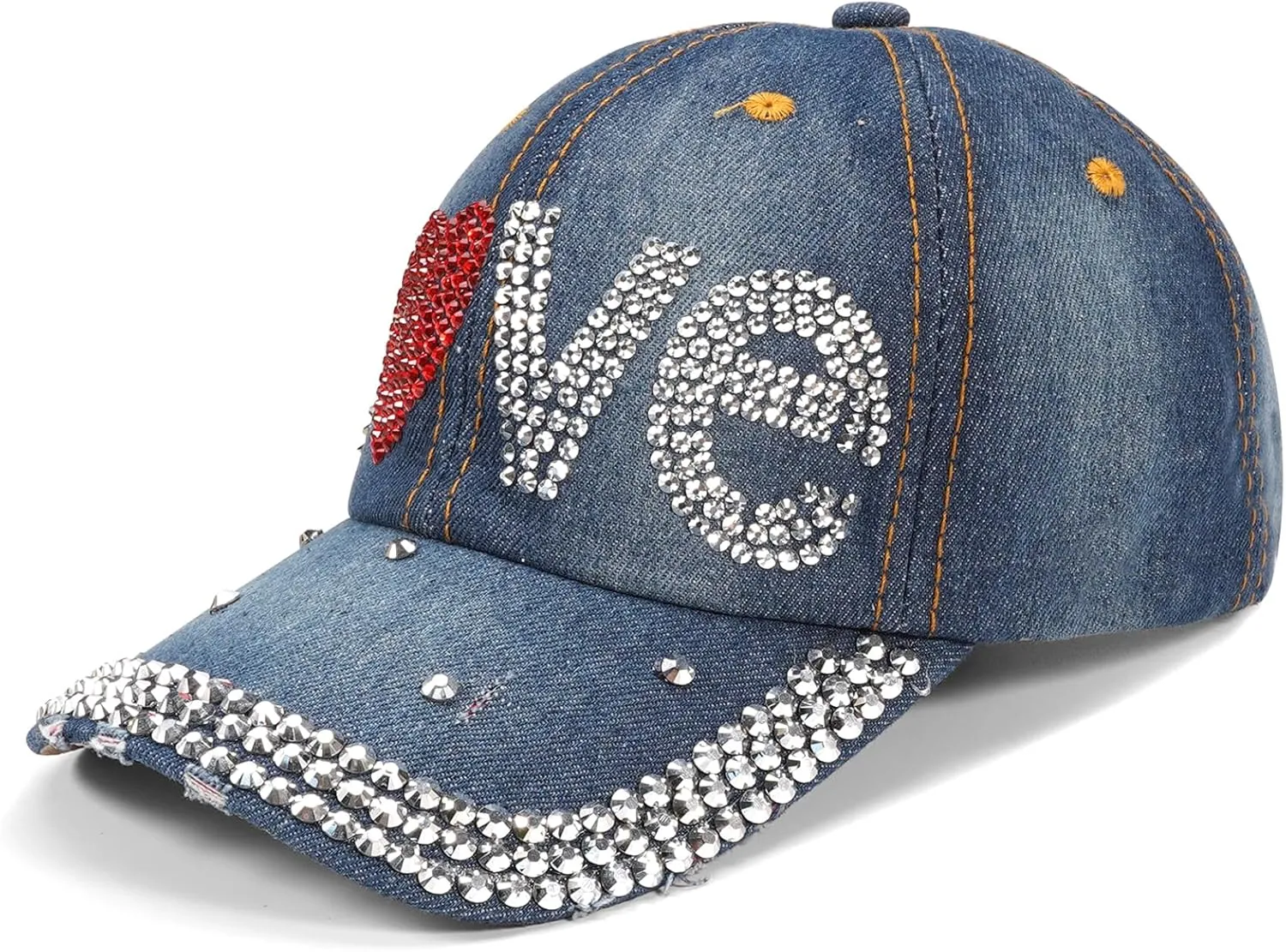 American Flag Hats Love Breast Cancer Adjustable Rhinestone Baseball Cap USA Patriotic Embroidered Baseball Trucker Hat