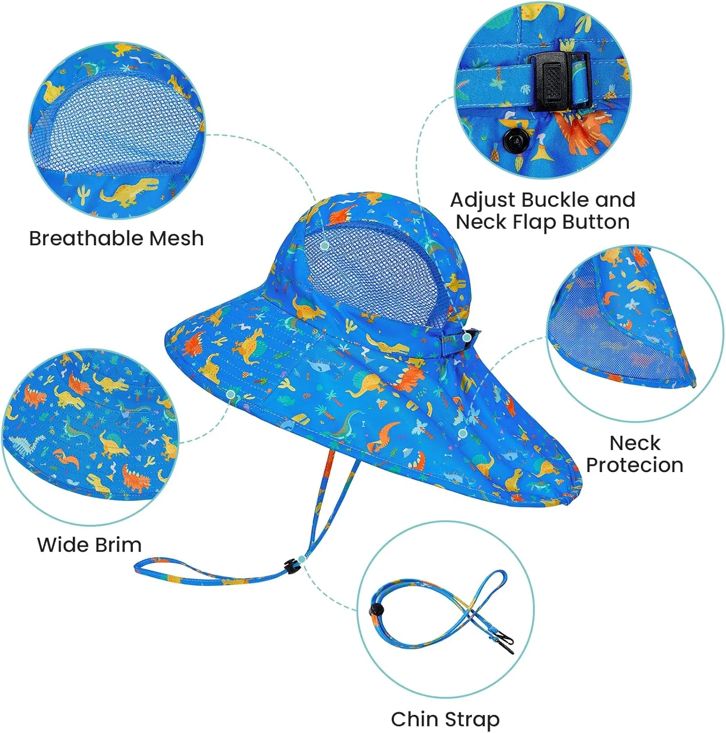 Baby Sun Hat UPF 50  Sun Protective Toddler Wide Brim Hat Swim Beach Pool Outdoor Hat for Baby Boys Girls
