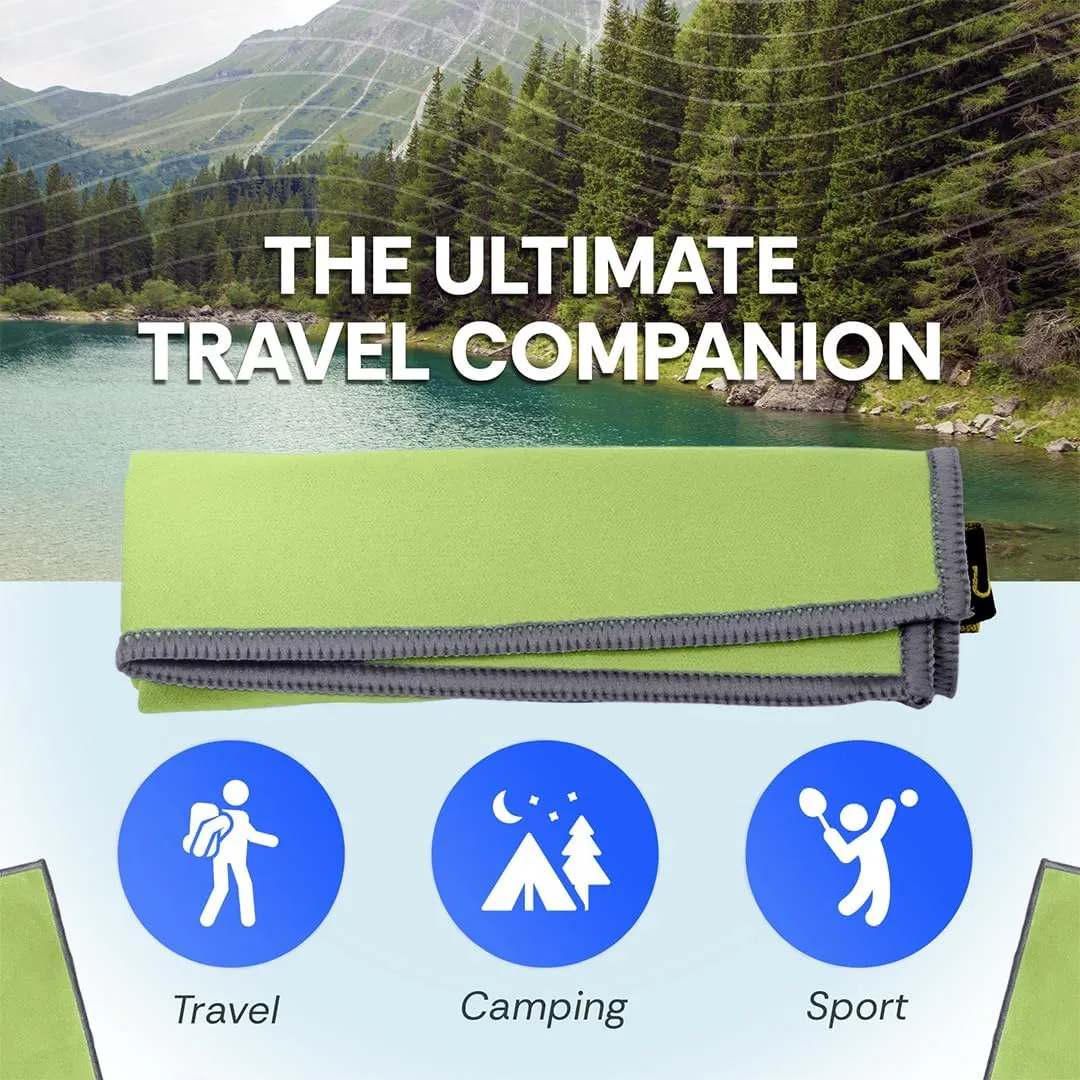 Backpacking Ultralight Quick Dry Microfiber Soft Fast Drying Hand and Face Towel Wash Cloth Camping Yoga Hiking Active Lifestyle Small (Lime, Small)