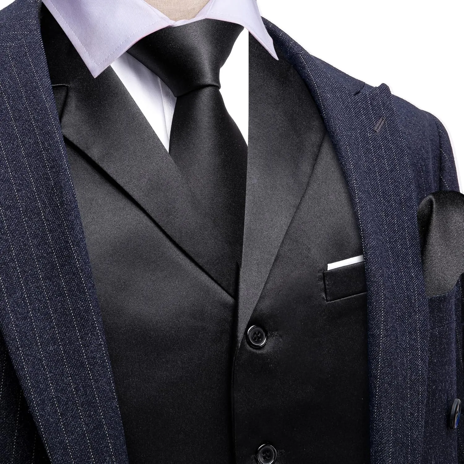 Barry.Wang Mens Satin Formal Suit Vest Tie Bowtie Set 8PC Lapel Collar Casual Slim Fit Waistcoat Wedding Party Tuxedo