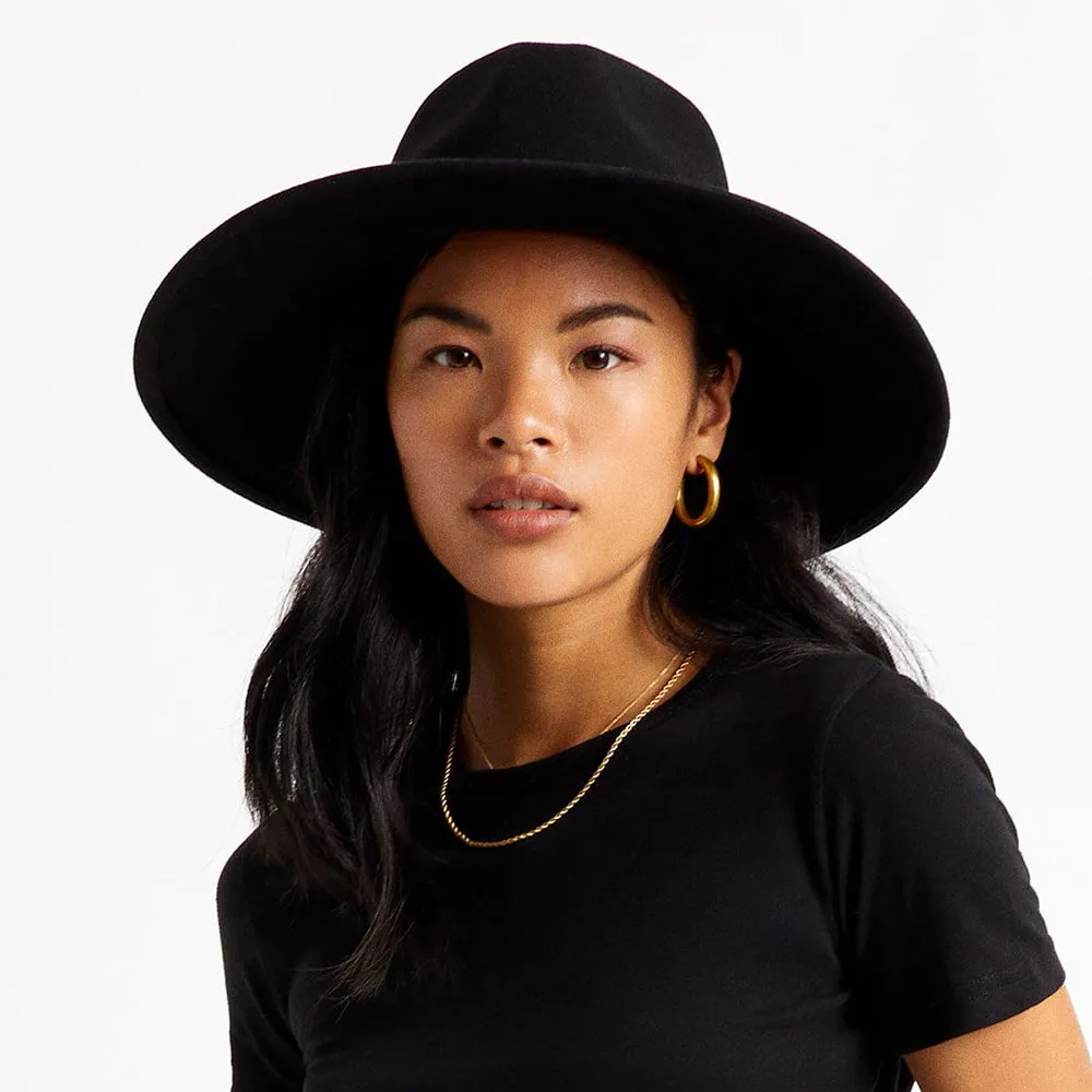 Brixton Hats Joanna Wool Felt Wide Brim Fedora Hat - Black