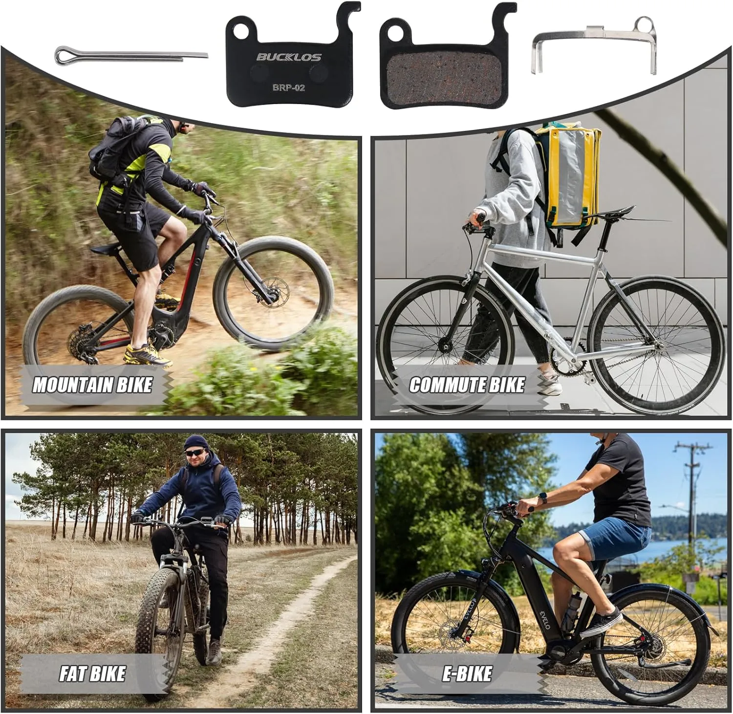 BUCKLOS Bike Disc Brake Pads - Bicycle Disk Brake Pads for Zoom/Shimano Deore XT XTR LX SLX Hone Alfine Saint for Ebike/Mountain Bike/Electric Bike/Road/Scooter