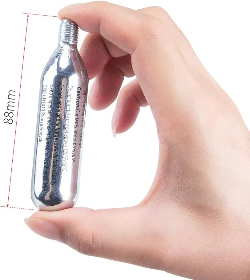 CXWXC 16g / 25g Threaded CO2 Cartridges or CO2 Inflator for Bike Tires - Cartridge for CO2 Inflator with Threaded Connection, CO2 Pump for Road and Mountain Bikes