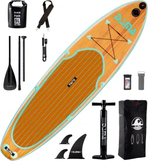 DAMA 9'6"/10'6"/11' Inflatable Stand Up Paddle Board, Yoga Board, Camera Seat, Floating Paddle, Hand Pump, Board Carrier, Waterproof Bag, Drop Stitch, Traveling Board for Surfing