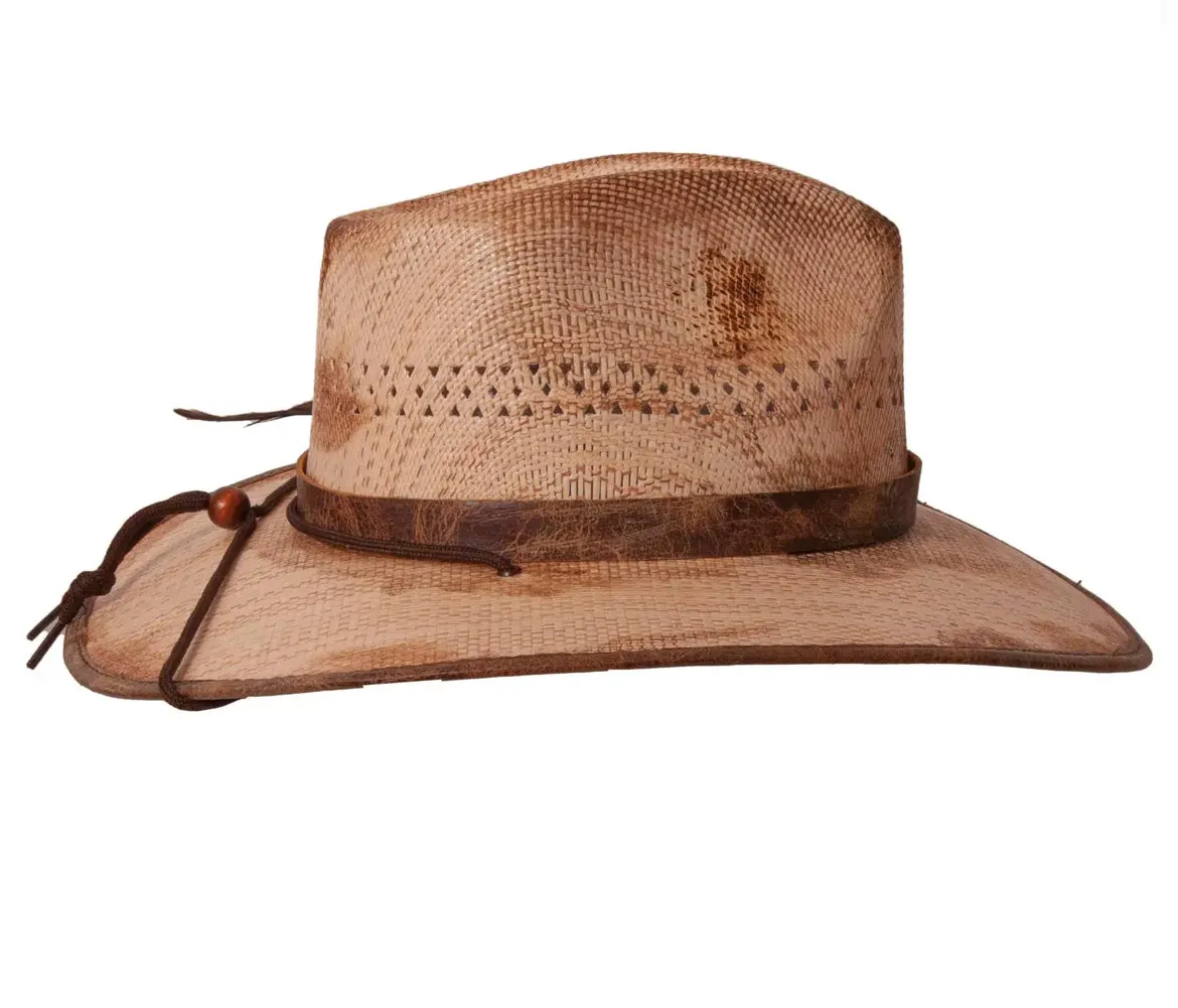 Desolation - Distressed Wide Brim Straw Fedora Hat