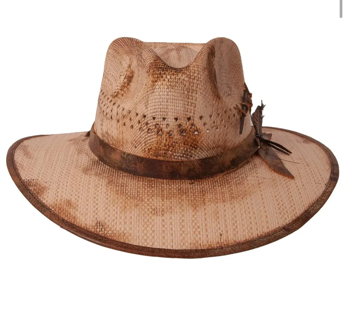 Desolation - Distressed Wide Brim Straw Fedora Hat
