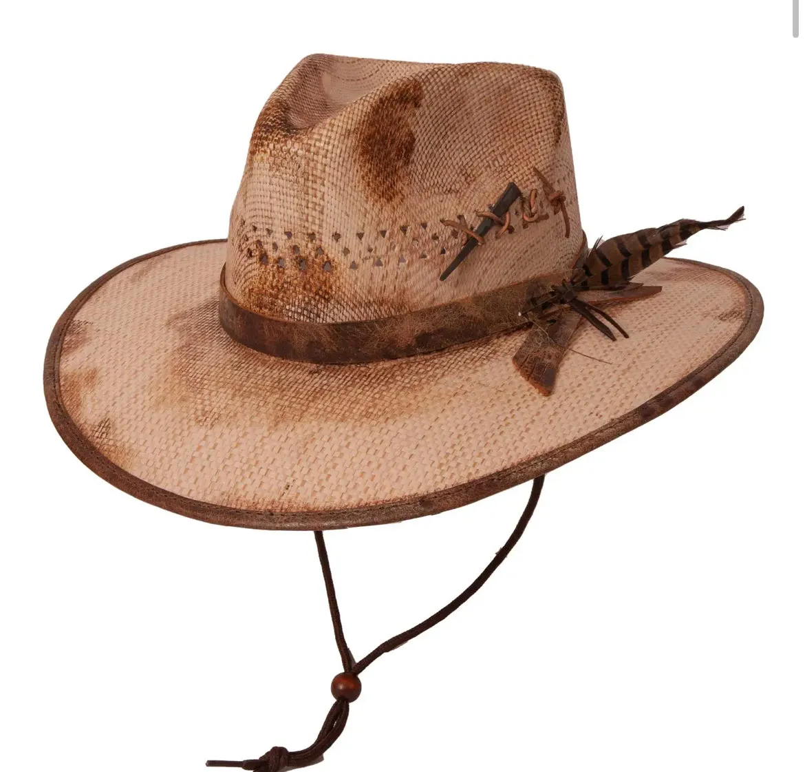 Desolation - Distressed Wide Brim Straw Fedora Hat