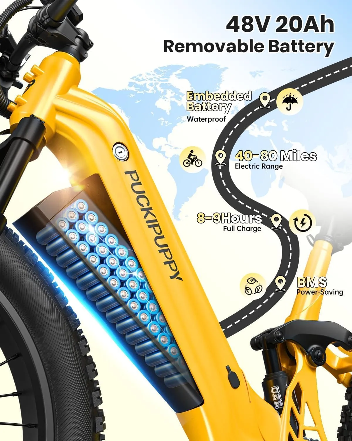 Electric Bike for Adults 960W, 48V 20AH Battery Adult Electric Bicycles, 26" Fat Tire Full Suspension Step-Thru Ebike, 28MPH Mountain Ebike, 7 Speed, 80Miles Range