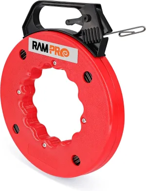Fish Tape Wire Puller 50ft - Easy to use Cable Puller Tool with Double Loop Tip - Flexible Wire Fishing Tools for Walls and Electrical Conduit - 1/8 Steel Fish Tape Durable Housing - RamPro Fish Tape Wire Puller 50ft - Easy to use Cable Puller Tool with Double Loop Tip - Flexible Wire Fishing Tools for Walls and Electrical Conduit - 1/8 Steel Fish Tape Durable Housing - RamPro