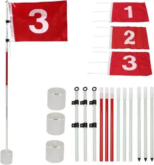 Golf Flagstick 6ft, Nylon Pin Flag ABS Hole Cup Set, Portable 5 Section Design Numbered Flags for Driving Range Backyard, Putting Green Flags for Golf Practice