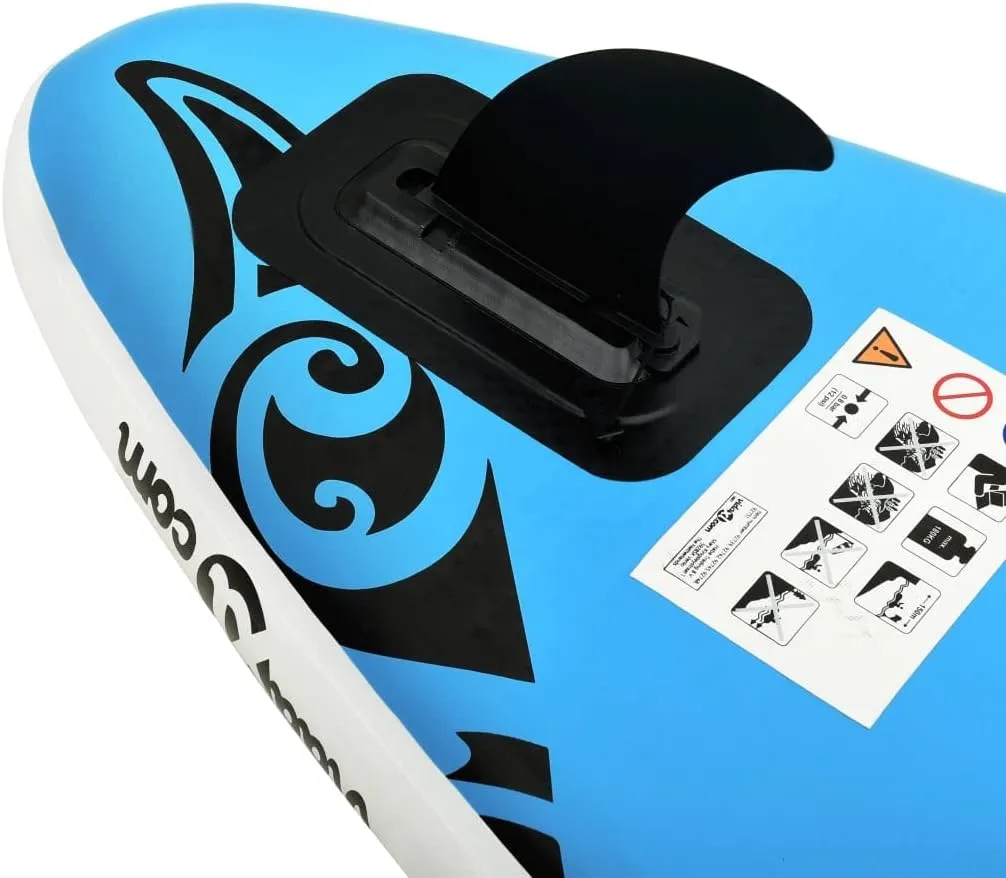 Inflatable Stand Up Paddleboard Water Sport Set for All Skill Levels Included with SUP Board, Aluminum Oar, Removable Fin, High Pressure Hand Pump... Blue 120"x29.9"x5.9"