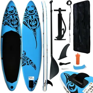Inflatable Stand Up Paddleboard Water Sport Set for All Skill Levels Included with SUP Board, Aluminum Oar, Removable Fin, High Pressure Hand Pump... Blue 120"x29.9"x5.9"
