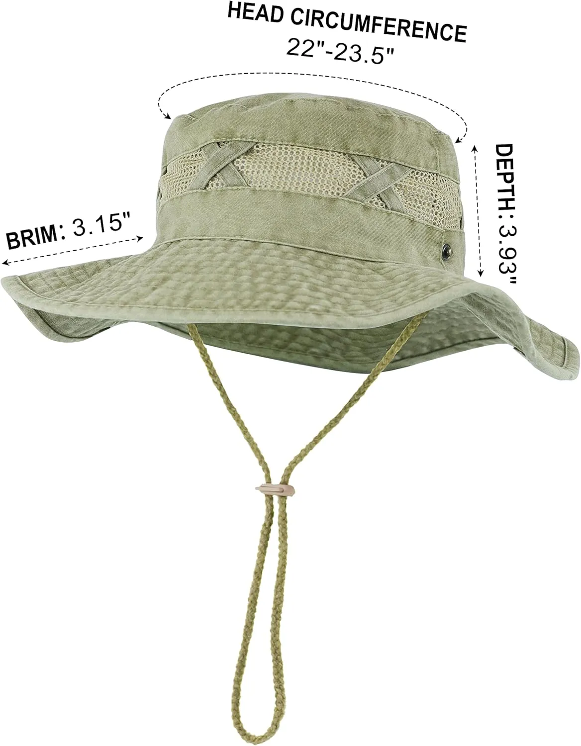 Koreshion Men Sun Hat Sun Protection Wide Brim Fishing Hat Breathable Cotton Summer Hat Foldable Boonie Cap