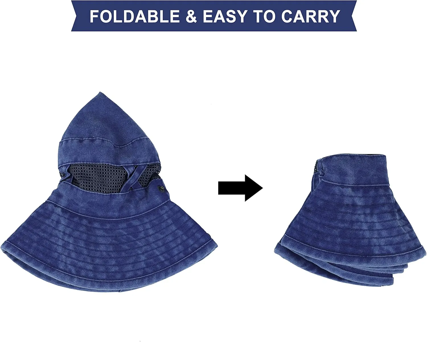 Koreshion Men Sun Hat Sun Protection Wide Brim Fishing Hat Breathable Cotton Summer Hat Foldable Boonie Cap