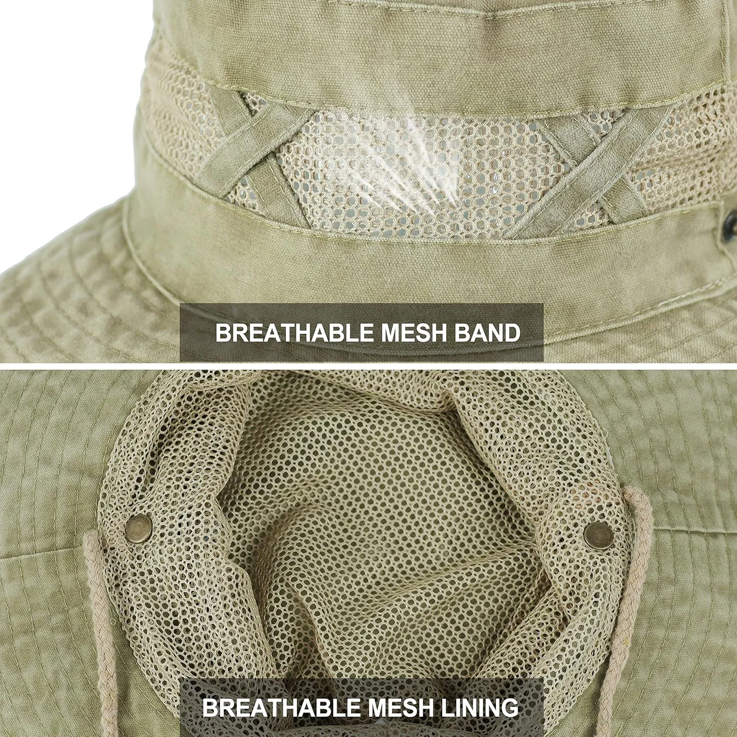 Koreshion Men Sun Hat Sun Protection Wide Brim Fishing Hat Breathable Cotton Summer Hat Foldable Boonie Cap