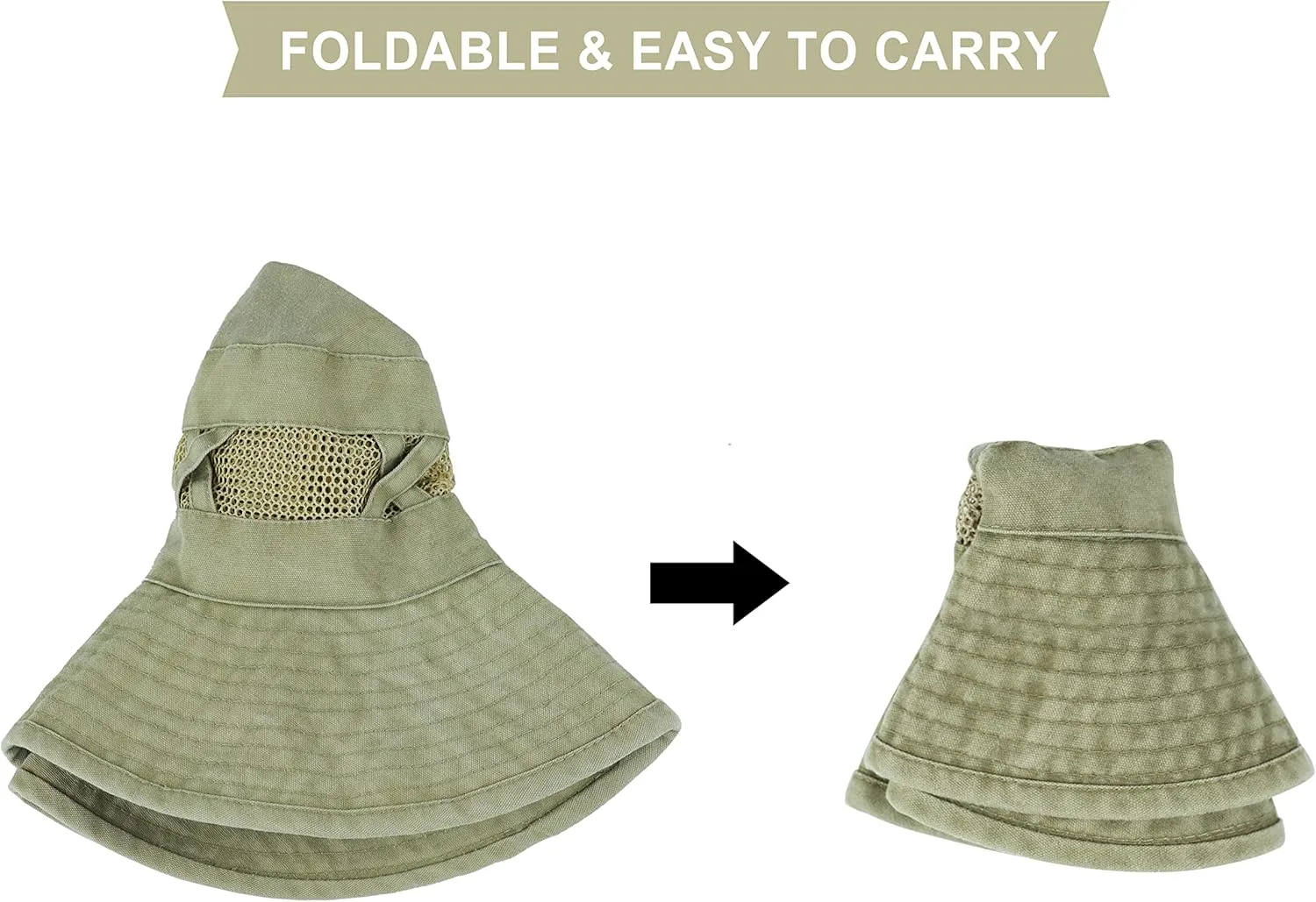 Koreshion Men Sun Hat Sun Protection Wide Brim Fishing Hat Breathable Cotton Summer Hat Foldable Boonie Cap