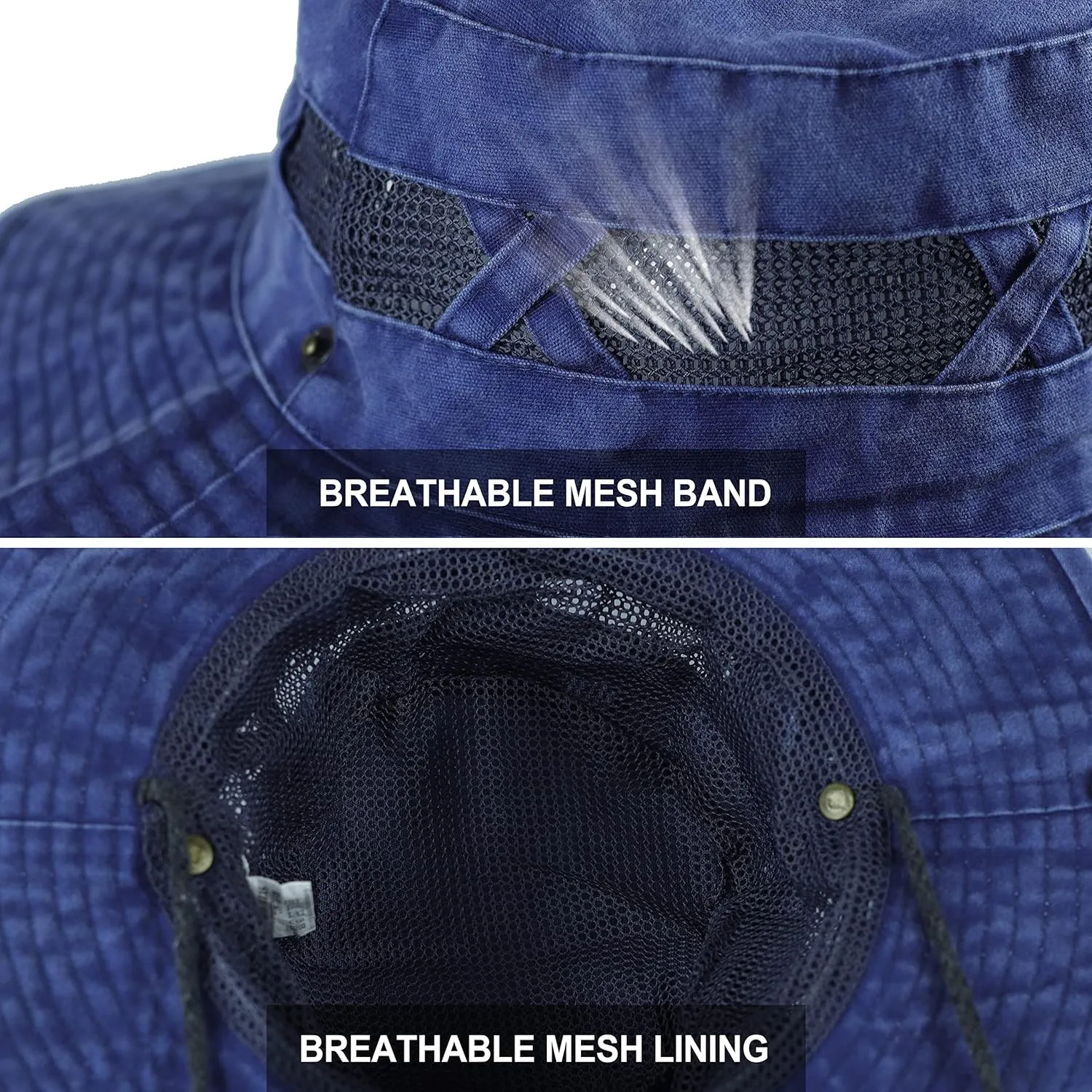 Koreshion Men Sun Hat Sun Protection Wide Brim Fishing Hat Breathable Cotton Summer Hat Foldable Boonie Cap