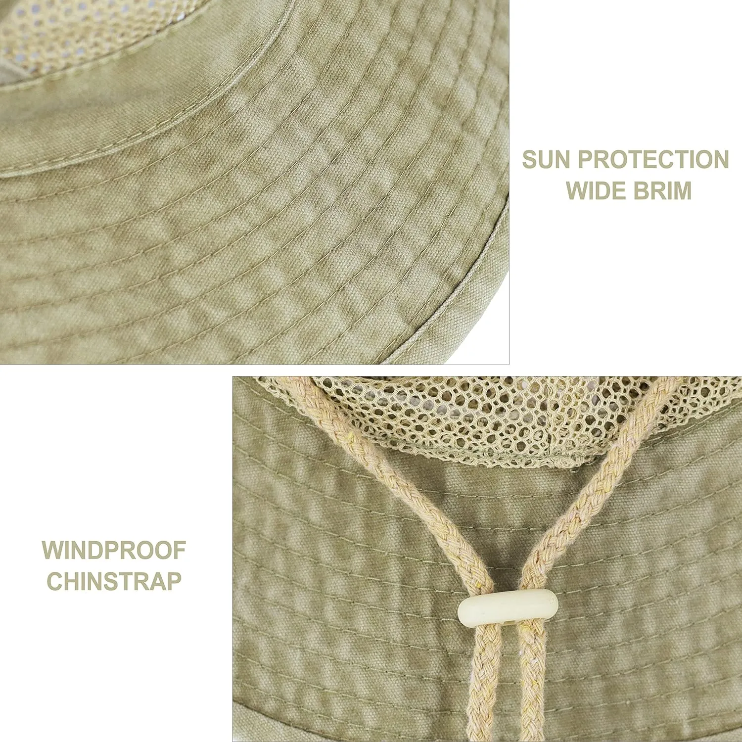 Koreshion Men Sun Hat Sun Protection Wide Brim Fishing Hat Breathable Cotton Summer Hat Foldable Boonie Cap
