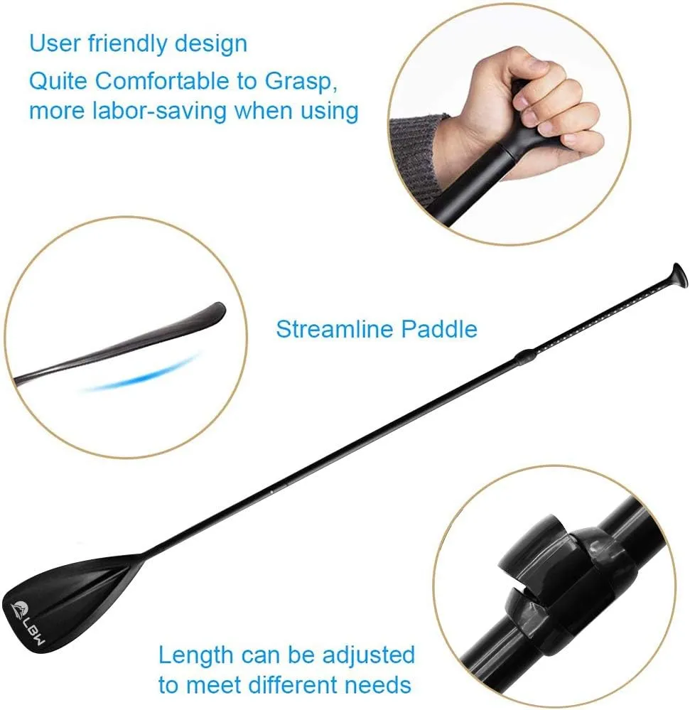 LBW Stand Up Paddle Board Paddle - 3 Pieces Adjustable Aluminium Alloy Floating SUP Paddle with Storage Bag, Portable Durable Oars