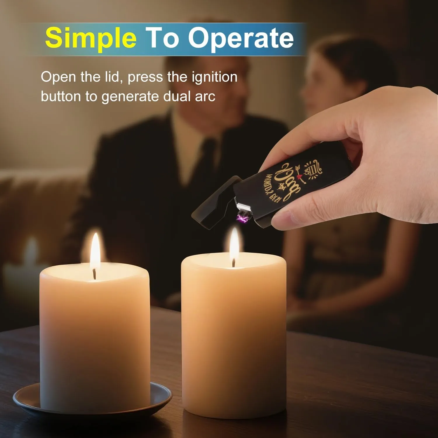 LcFun Dad Gifts for Fathers Day, Electric Lighter USB Rechargeable, Plasma Dual Arc Lighters, Windproof Flameless Lighter, Personalized Fathers Day Dad Gifts