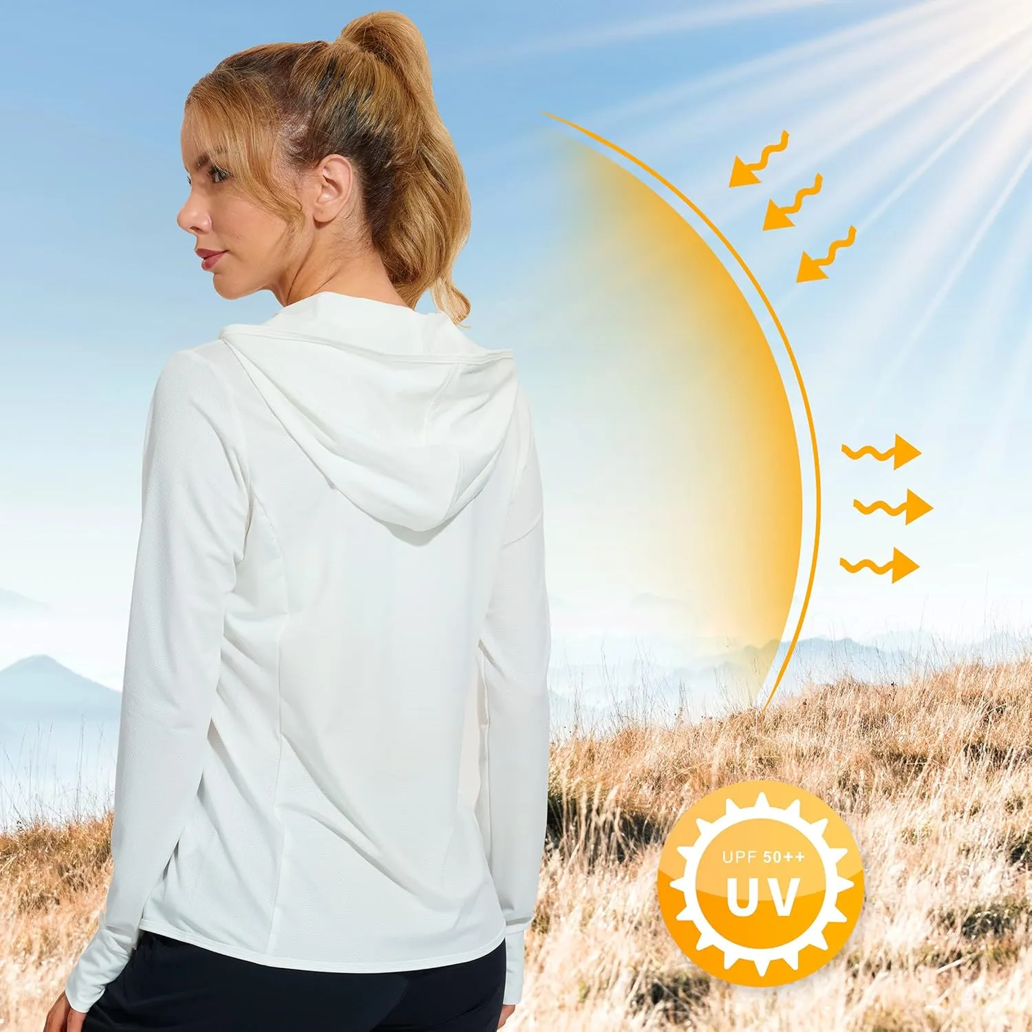 Libin Women's Sun Shirts Full Zip UPF 50  Sun Protection Hoodie Jacket Long Sleeve Hiking Outdoor Performance with Pockets