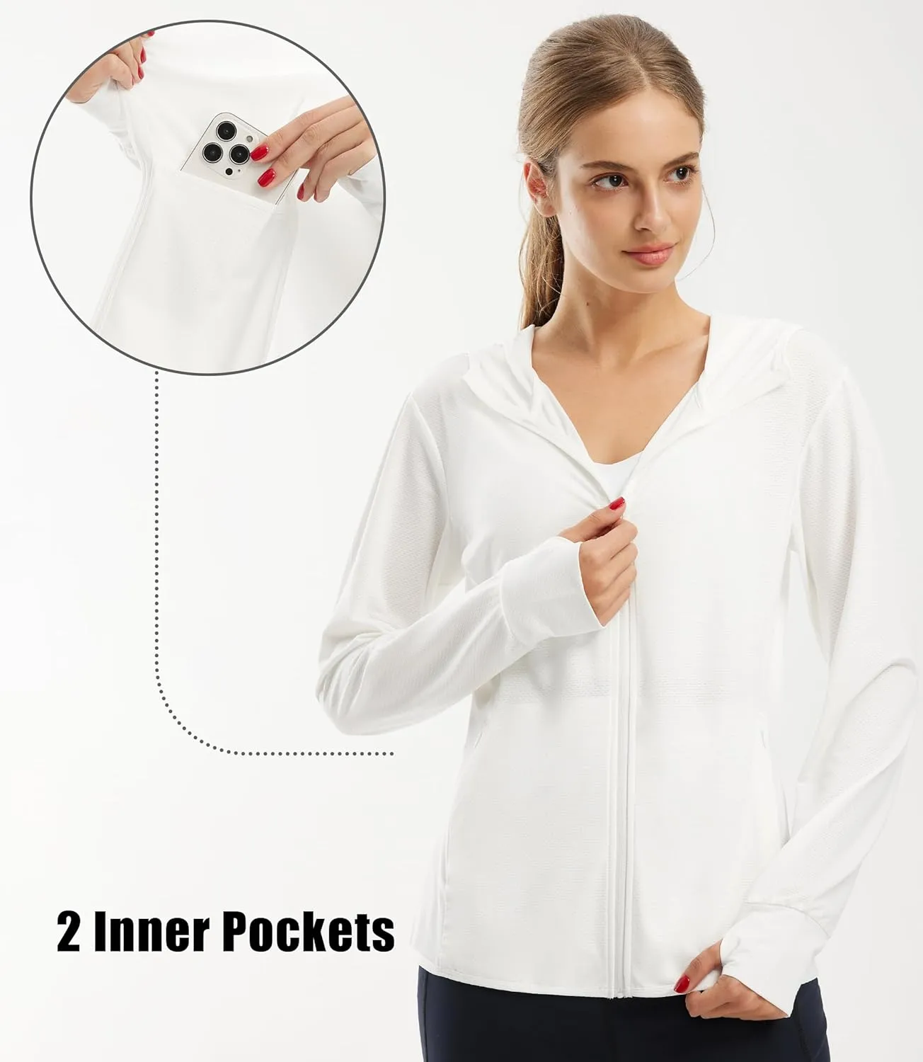Libin Women's Sun Shirts Full Zip UPF 50  Sun Protection Hoodie Jacket Long Sleeve Hiking Outdoor Performance with Pockets