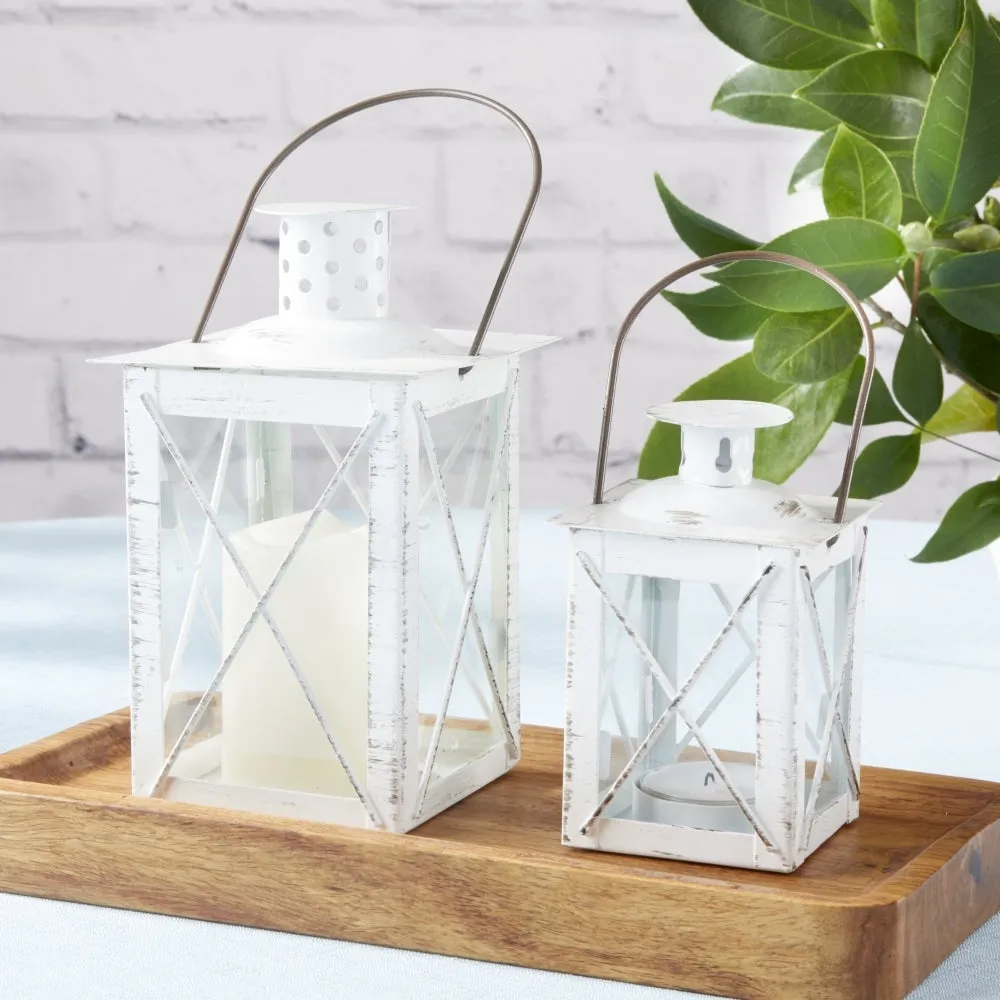 Luminous White Lantern Tea Light Holder - Medium