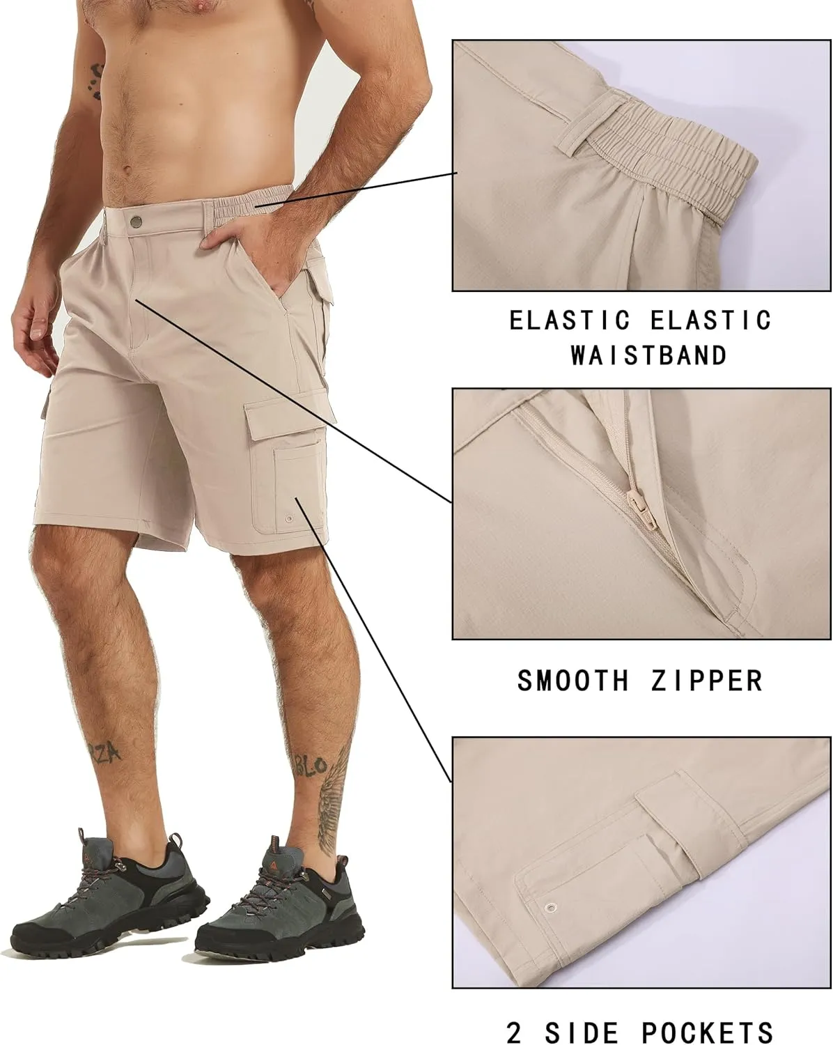 Men's Cargo Work Hiking Shorts Lightweight Quick Dry Waterproof Outdoor Golf Shorts for Men Fishing Travel Camping