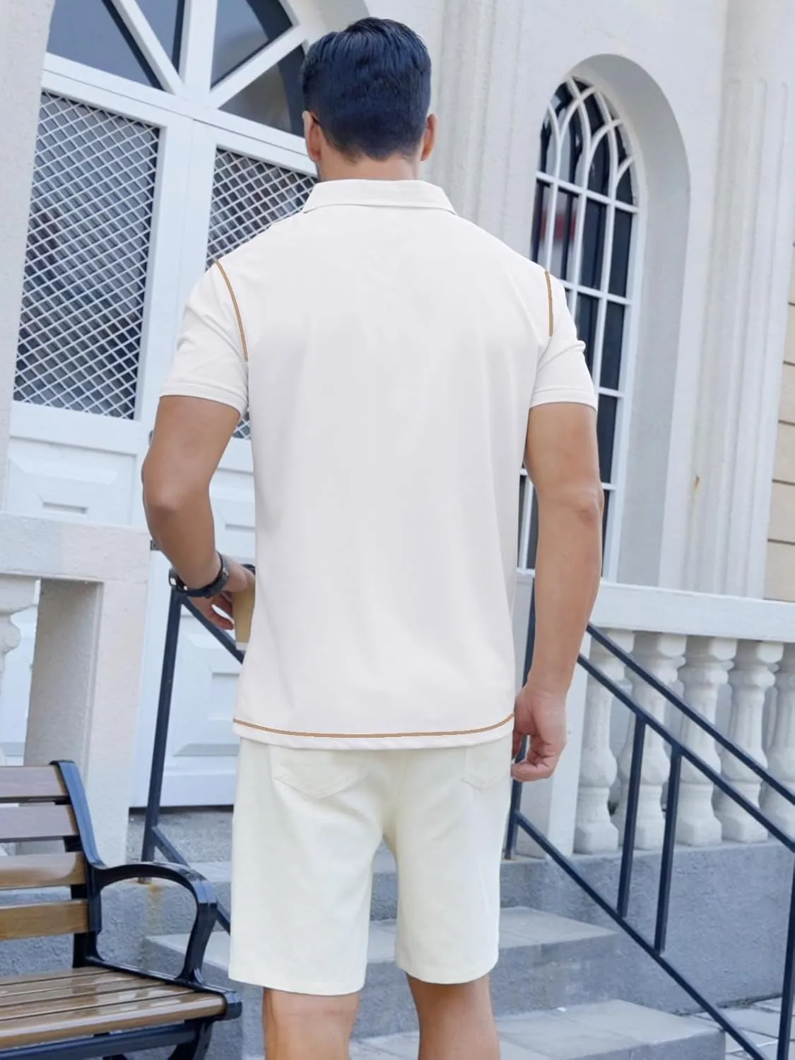 Men's Casual Polo Shirts Shorts Sleeve Summer Shirt Classic Collared Button Golf Shirts with Pocket