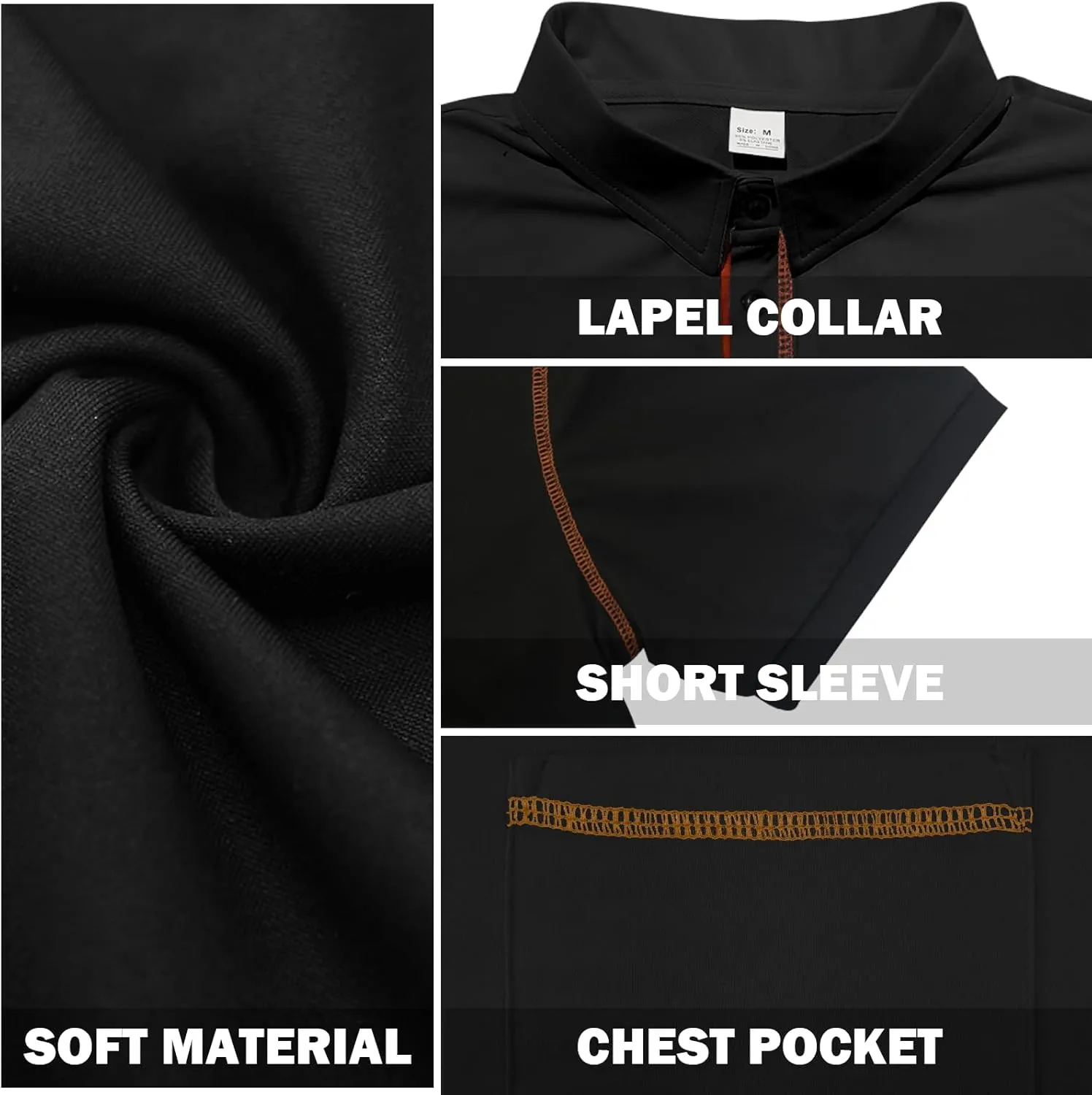 Men's Casual Polo Shirts Shorts Sleeve Summer Shirt Classic Collared Button Golf Shirts with Pocket