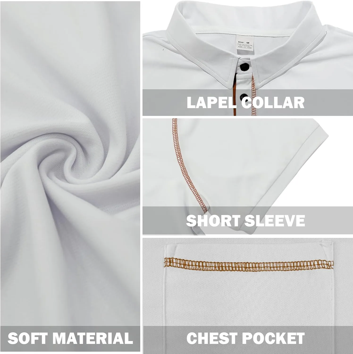 Men's Casual Polo Shirts Shorts Sleeve Summer Shirt Classic Collared Button Golf Shirts with Pocket