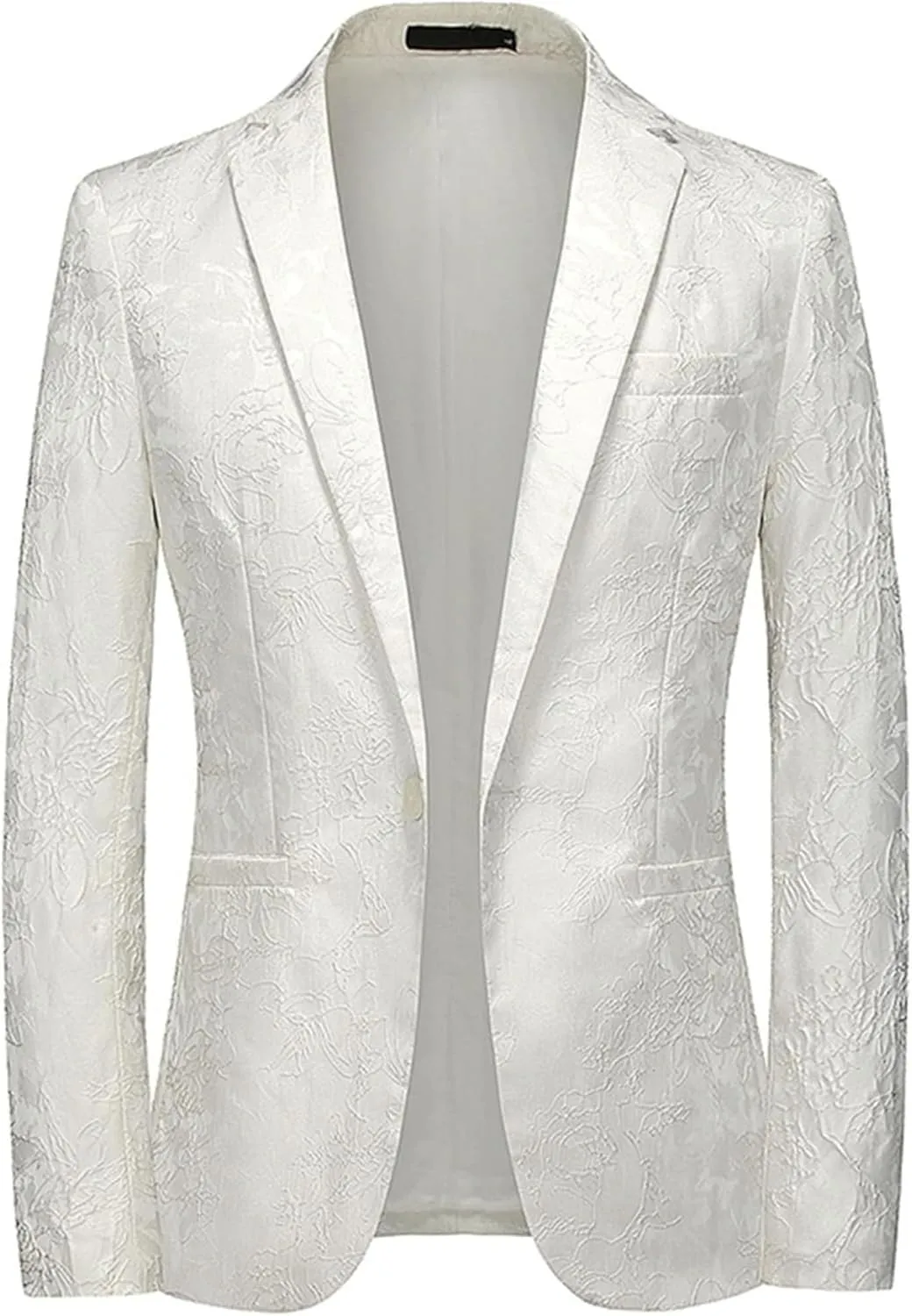 Men's Floral Jacquard Suit Jacket One Button Stylish Print Tux Blazer Notched Lapel Wedding Dinner Dress Tuxedo
