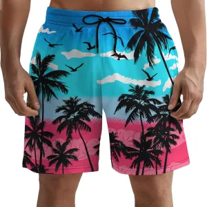 Men's Swim Trunks with Beach Print Quick Dry Swimsuits Board Shorts with Pockets Summer Gifts