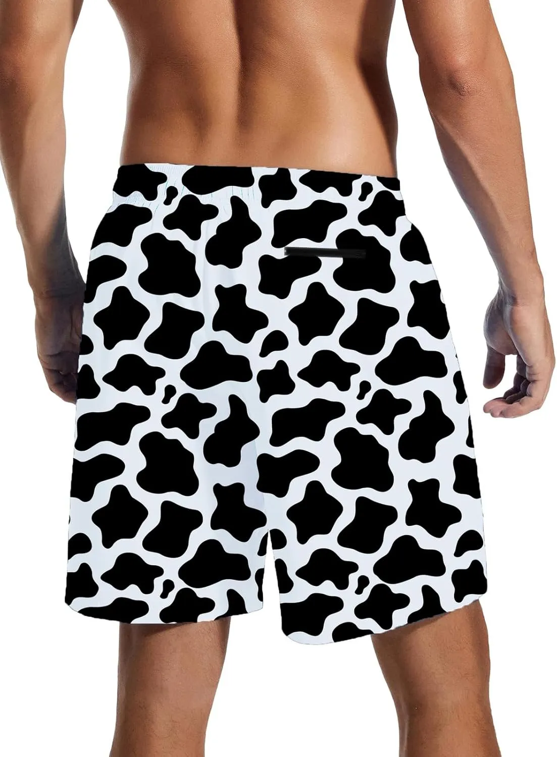 Mens Swim Trunks with Compression Liner Quick Dry Zipper Pocket Bathing