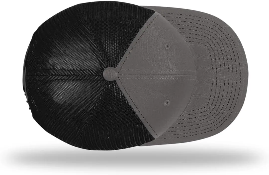 Richardson American Gulf Hat, Trucker Style Mesh Back Cap with Custom Laser Engraved Leather Patch