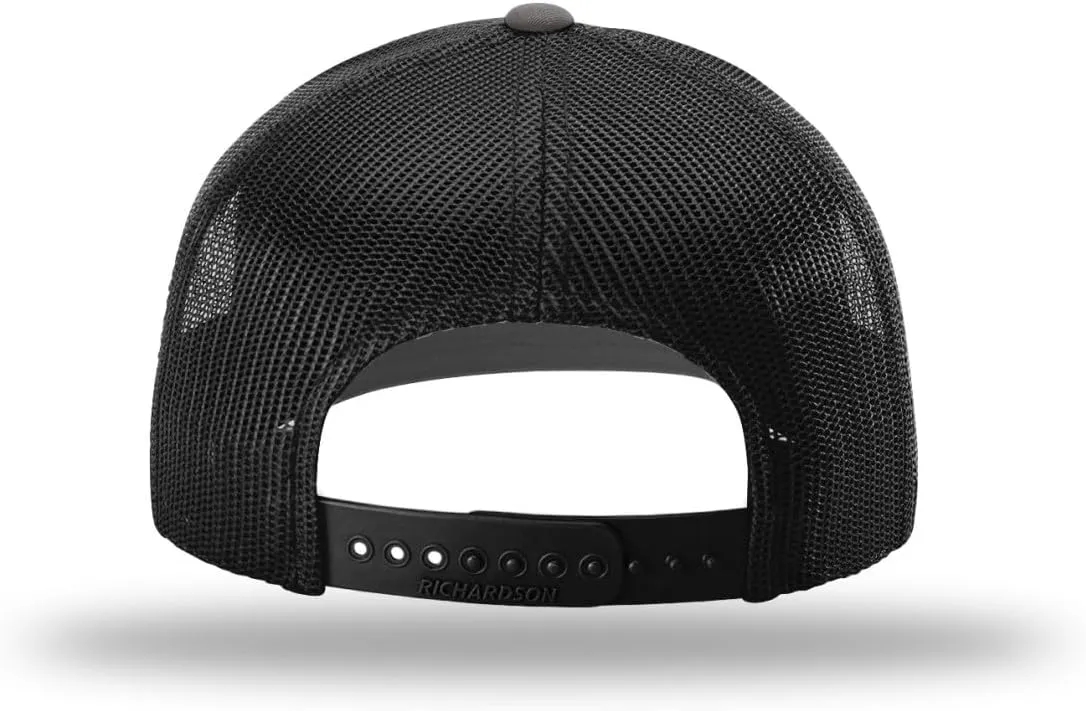 Richardson American Gulf Hat, Trucker Style Mesh Back Cap with Custom Laser Engraved Leather Patch