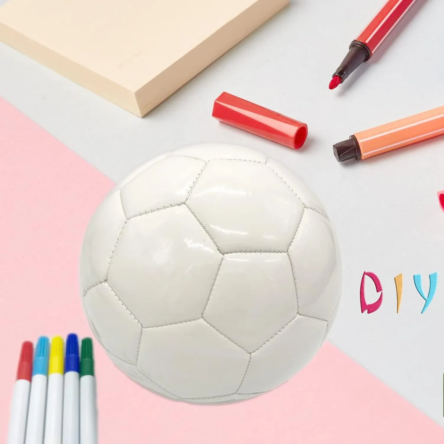 Soccer Ball Size 3 4 5 Pure White DIY Kids Boy Gift Painting Together with Parents Grandparents or Kindergarten Teacher