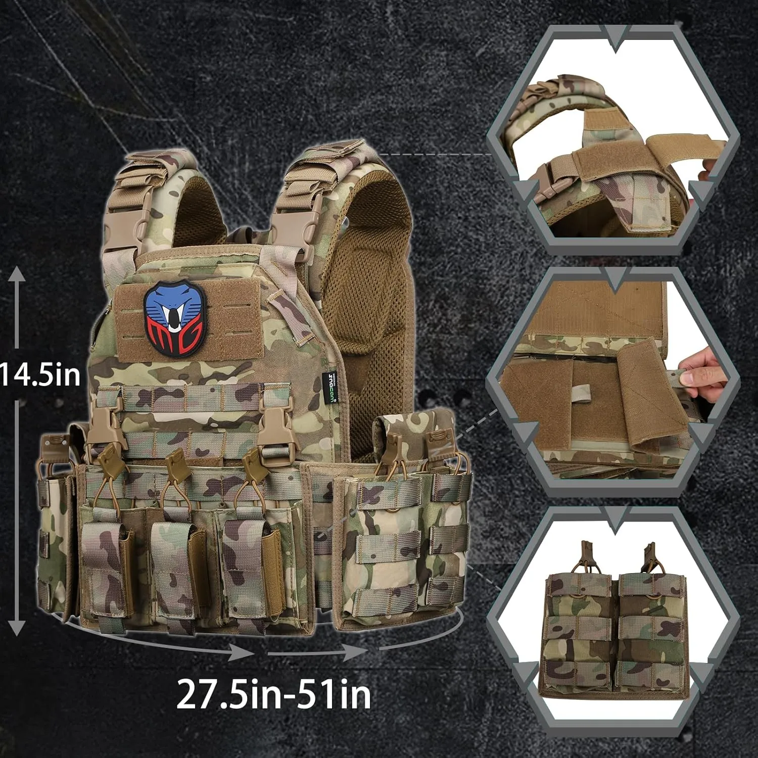 Tactical Vest for Men Molle Security Airsoft Vest Adult
