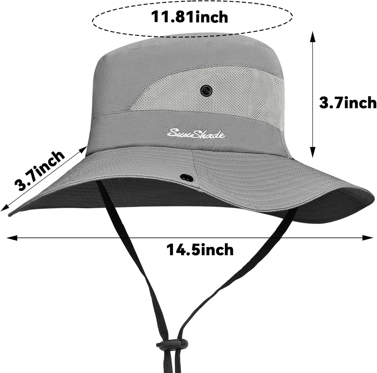 Tphon Women's Sun Hat Ponytail Safari,Beach Summer Fishing Hat,Wide Brim UV Protection Outdoor Bucket Hat