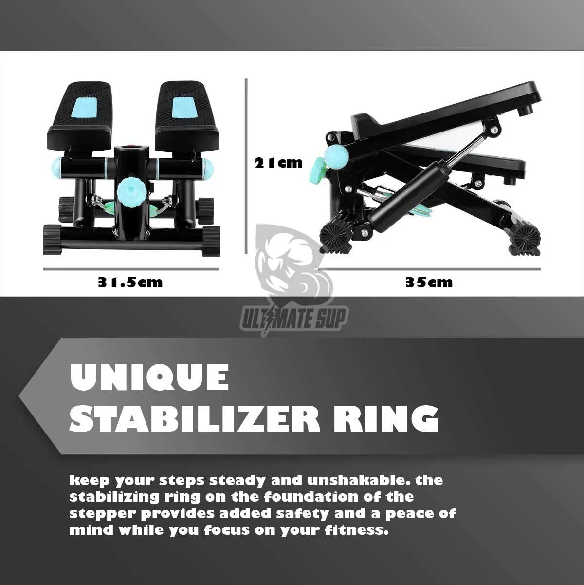 Ultimate Sup, Mini Stepper With Resistance Band