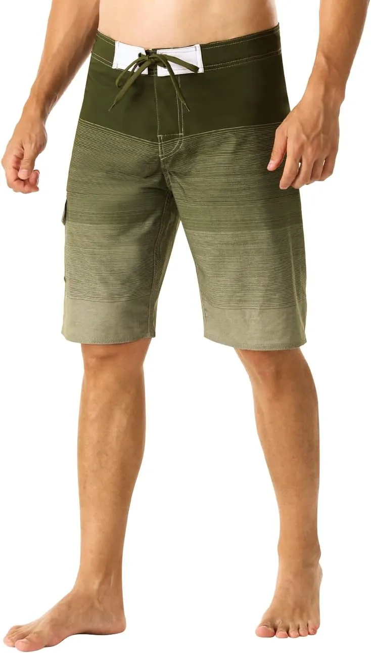 unitop Men's Bathing Board Trunks Beach Shorts Holiday Hawaiian Colorful Striped