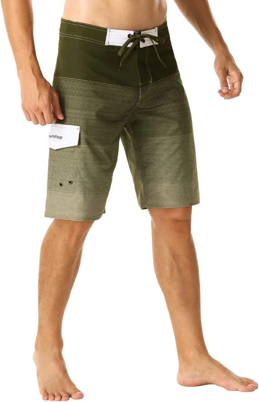 unitop Men's Bathing Board Trunks Beach Shorts Holiday Hawaiian Colorful Striped