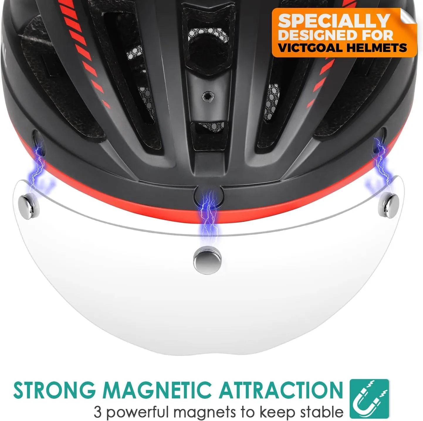 VICTGOAL Detachable Magnetic Bike Helmet Goggles Visor Especially Deisgned for VG110/VG112 Bicycle Helmet